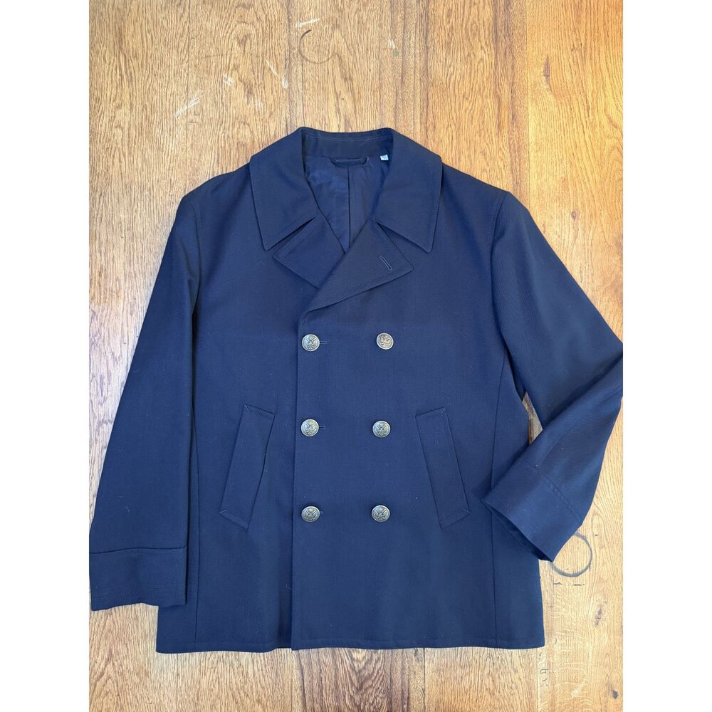 OOBE Brand Battery Street Peacoat Size L Navy Italian Wool Military Coat